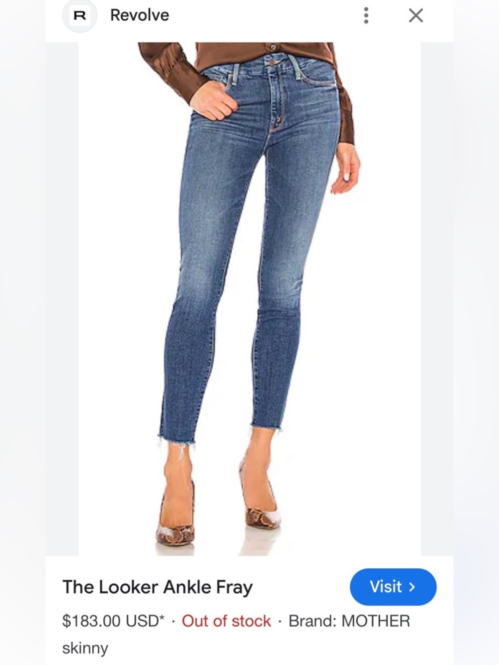 MOTHER The Looker Ankle Fray Jeans in Medium Blue